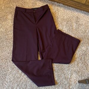 Ann Taylor The Perfect Wide Leg pant in wool blend stretch.  midnight fig color.